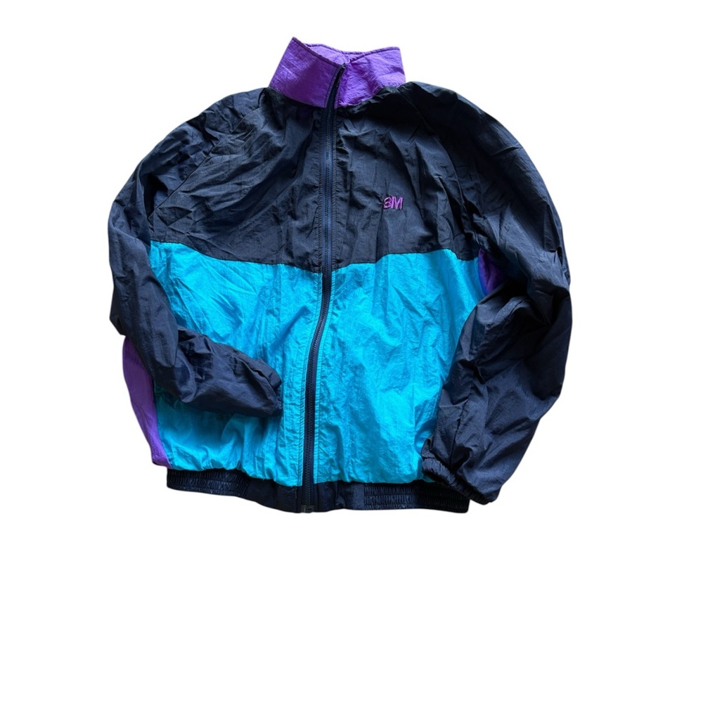Vintage 3M Challenger Navy, Turquoise and Purple Windbreaker , Sz XL